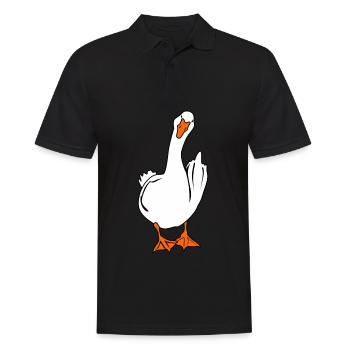 Grumpy Goose Middle Finger Geese - Männer Poloshirt - Schwarz - Vorne - Kai (181cm)