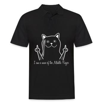 Cat Middle Finger Misanthrope - Männer Poloshirt - Schwarz - Vorne - Kai (181cm)