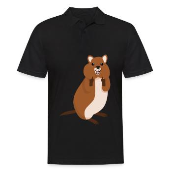 Quokka Middle Finger Quokkas - Männer Poloshirt - Schwarz - Vorne - Kai (181cm)