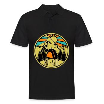 Camping Hike Hiking Outdoor Tent - Men's Polo Shirt - black - Front - Kai (181cm)