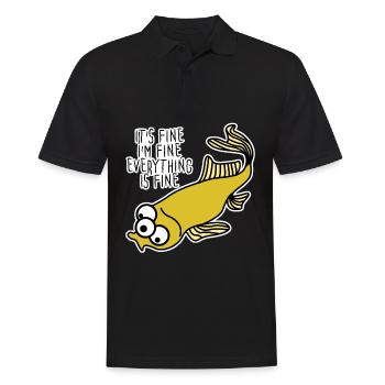 Poisson muté Tout va bien - Polo Homme - noir - Devant - Kai (181cm)