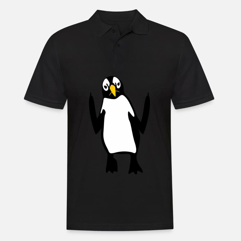 Grumpy Penguins Middle Finger Penguin - Männer Poloshirt - Schwarz