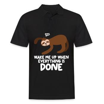 Sleeping Sloth Lazy Sloths - Männer Poloshirt - Schwarz - Vorne - Kai (181cm)