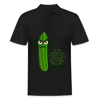 Grumpy Cucumber Middle Finger - Männer Poloshirt - Schwarz - Vorne - Kai (181cm)