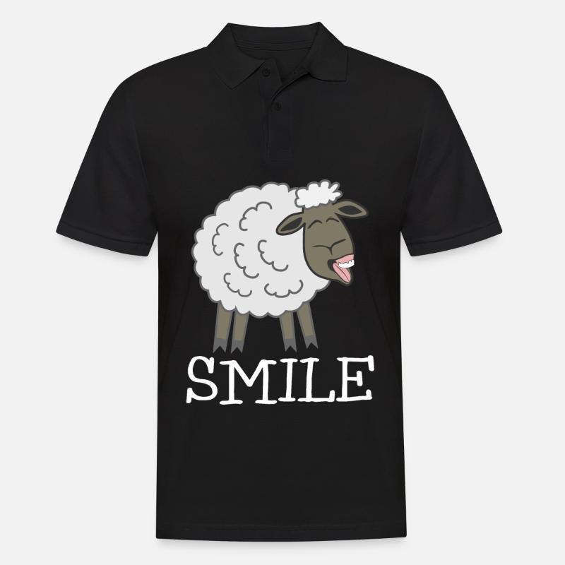 Smiling Sheep - Männer Poloshirt - Schwarz