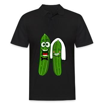 Cucumber Bride Groom Wedding - Männer Poloshirt - Schwarz - Vorne - Kai (181cm)