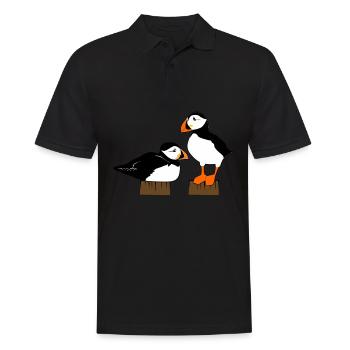 Puffin Puffins - Men's Polo Shirt - black - Front - Kai (181cm)