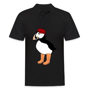 Puffin with Rain Boots Puffins - Men's Polo Shirt - black - Front - Kai (181cm)