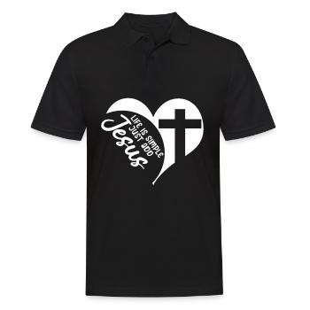 Jesus Christ Christianity Bible Heart - Men's Polo Shirt - black - Front - Kai (181cm)