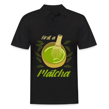 Matcha -grüner Tee - Männer Poloshirt - Schwarz - Vorne - Kai (181cm)