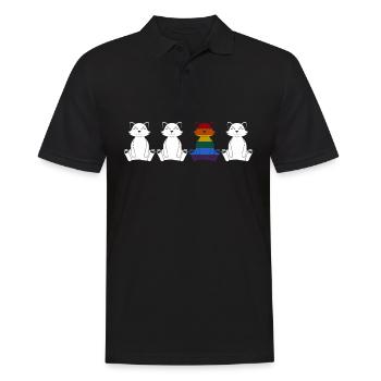 LGBT Gay Cats Lesbian Rainbow Flag - Men's Polo Shirt - black - Front - Kai (181cm)