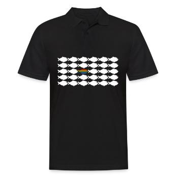 Drapeau arc-en-ciel lesbien LGBT Fish - Polo Homme - noir - Devant - Kai (181cm)
