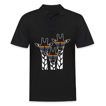 Drapeau arc-en-ciel lesbien des girafes LGBT - Polo Homme - noir - Devant - Kai (181cm)
