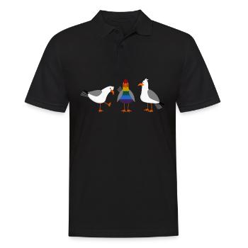 Mouette LGBT Gay Lesbienne Arc-en-ciel Drapeau arc-en-ciel - Polo Homme - noir - Devant - Kai (181cm)