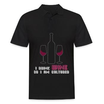 Vino Wine Drinker Wine Glass - Men's Polo Shirt - black - Front - Kai (181cm)
