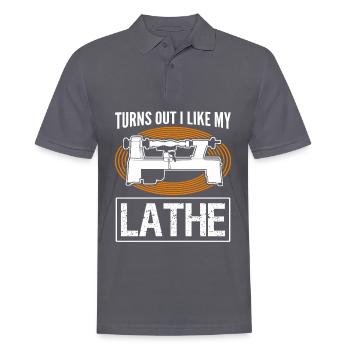 Carpenter Lathe Woodturning Wood Turner - Men's Polo Shirt - charcoal grey - Front - Nico (186cm)