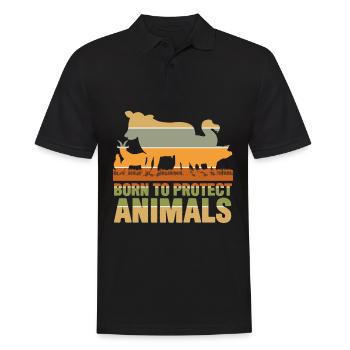 Animal Rights Vegan Retro Save Animals - Men's Polo Shirt - black - Front - Kai (181cm)