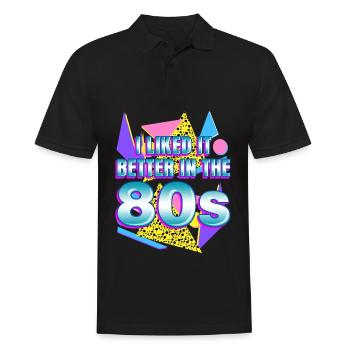Retro 1980 80s - Männer Poloshirt - Schwarz - Vorne - Kai (181cm)