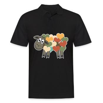 Sheep Retro Hearts - Men's Polo Shirt - black - Front - Kai (181cm)