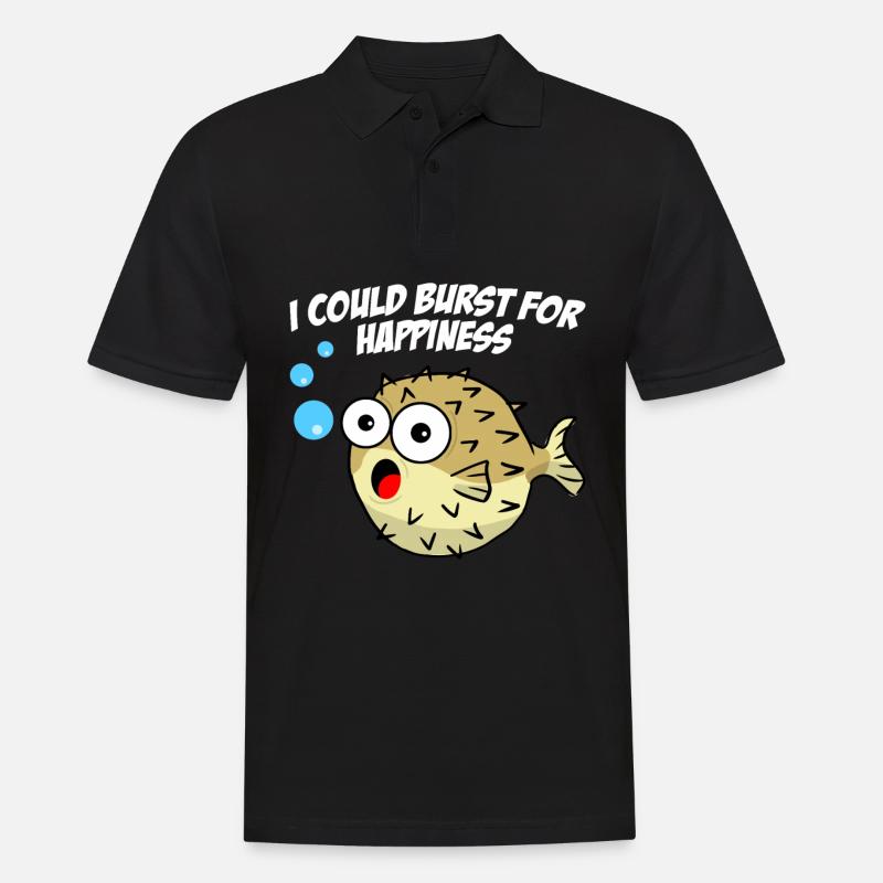 Happy Puffer Fish - Männer Poloshirt - Schwarz