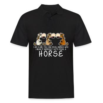 Horse Steal Riding Haflinger Horses - Men's Polo Shirt - black - Front - Kai (181cm)