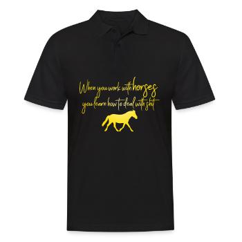 Horse Shit Horses Riding Haflinger - Men's Polo Shirt - black - Front - Kai (181cm)