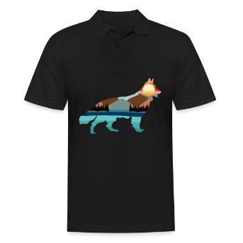 White Shepherd Dog Nature Outdoor - Men's Polo Shirt - black - Front - Kai (181cm)