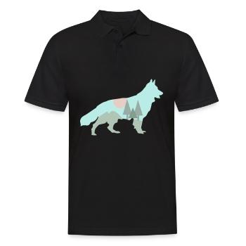 White Shepherd Dog Forest Outdoor - Men's Polo Shirt - black - Front - Kai (181cm)