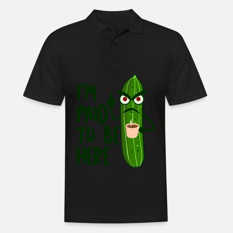 Cucumber Grumpy Middle Finger Coffee - Männer Poloshirt - Schwarz