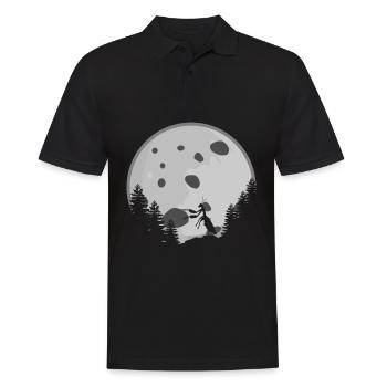 Praying Mantis with Moon - Männer Poloshirt - Schwarz - Vorne - Kai (181cm)