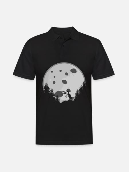 Praying Mantis with Moon - Men's Polo Shirt - black