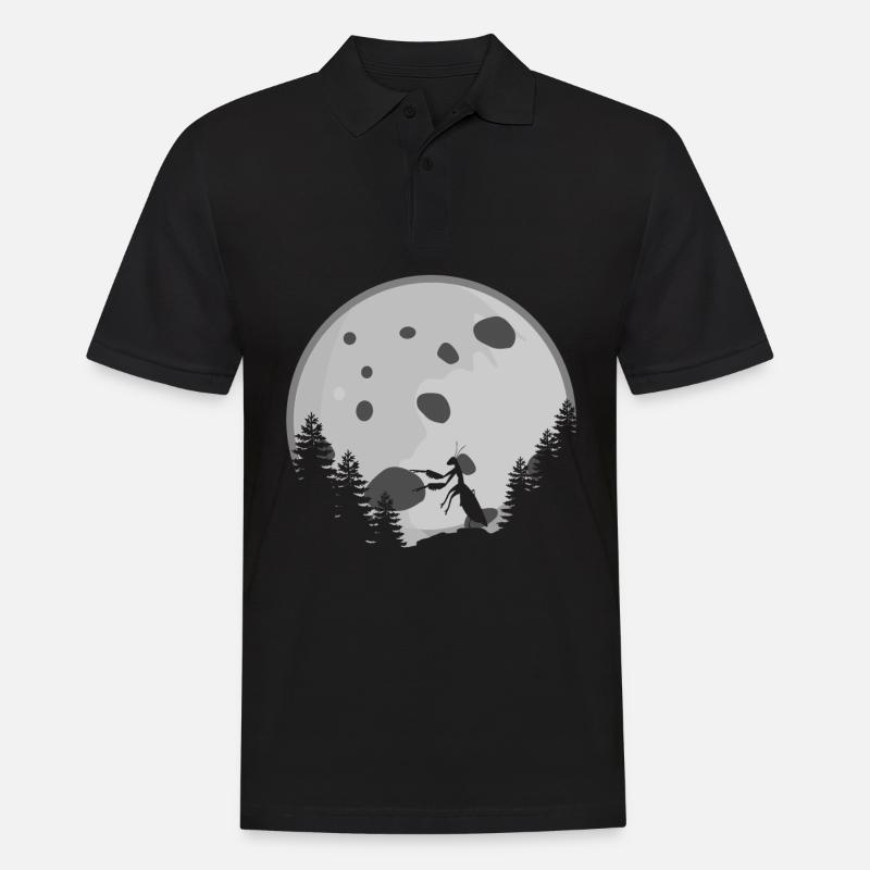 Praying Mantis with Moon - Männer Poloshirt - Schwarz