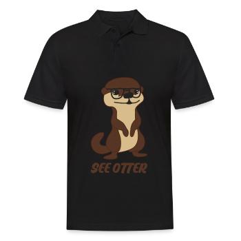 Loutre avec des lunettes Loutres - Polo Homme - noir - Devant - Kai (181cm)