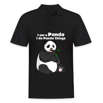 Giant Panda with Bamboo Panda Bear - Männer Poloshirt - Schwarz - Vorne - Kai (181cm)