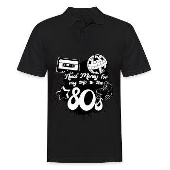 1980's Vintage 80s Music Tape Disco - Men's Polo Shirt - black - Front - Kai (181cm)