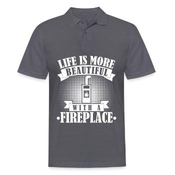 Fireplace Oven Joke Firewood - Men's Polo Shirt - charcoal grey - Front - Nico (186cm)
