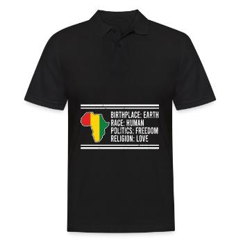 Birthplace: Earth Race:Human Politics: freedom Rel - Männer Poloshirt - Schwarz - Vorne - Kai (181cm)