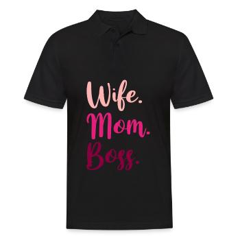 Wife Mom Boss Mama der wahre Chef Frauenpower - Männer Poloshirt - Schwarz - Vorne - Kai (181cm)