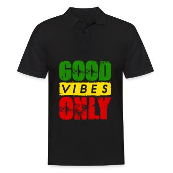 bonnes vibrations uniquement reggae Rasta Dub - Polo Homme - noir - Devant - Kai (181cm)