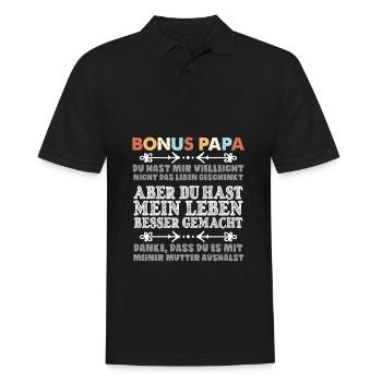 Geschenkidee für Bonuspapa Ziehpapa Stiefpapa - Männer Poloshirt - Schwarz - Vorne - Kai (181cm)