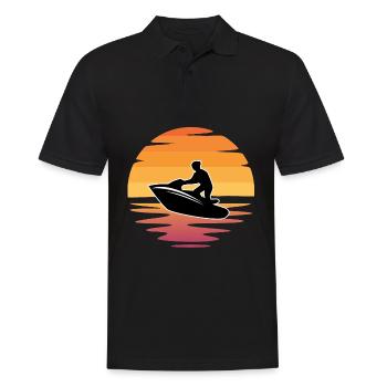 Jetski retro Sonne und Sonnenuntergang - Männer Poloshirt - Schwarz - Vorne - Kai (181cm)