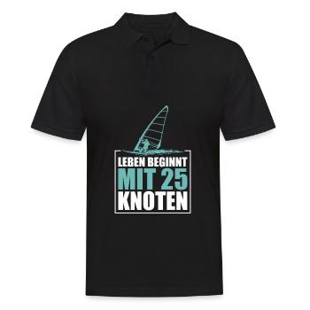 Leben beginnt mit 25 Knoten Surfen Windsurfen - Männer Poloshirt - Schwarz - Vorne - Kai (181cm)