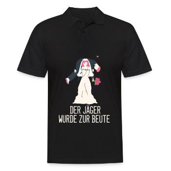 Der Jäger wurde zur Beute JGA Junggesellenabschied - Männer Poloshirt - Schwarz - Vorne - Kai (181cm)