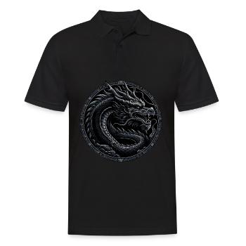 Monochromer Mythos: Schwarzer Drache - Männer Poloshirt - Schwarz - Vorne - Kai (181cm)