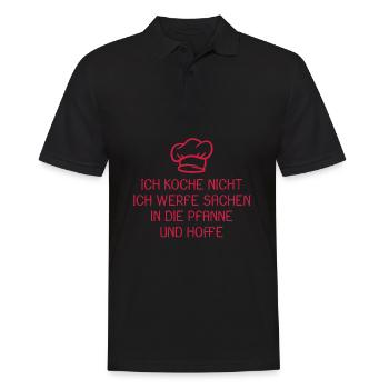 Witziger Spruch Pfanne kochen Koch Geschenk - Männer Poloshirt - Schwarz - Vorne - Kai (181cm)