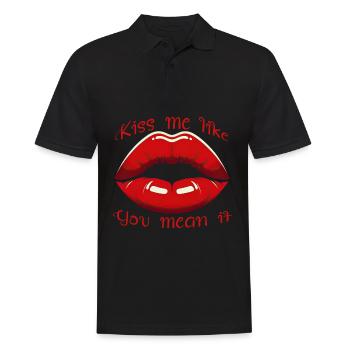 Bold Seductive Lips - Men's Polo Shirt - black - Front - Kai (181cm)