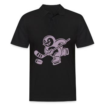 Cute Penguin Hockey Player Silhouette - Men's Polo Shirt - black - Front - Kai (181cm)
