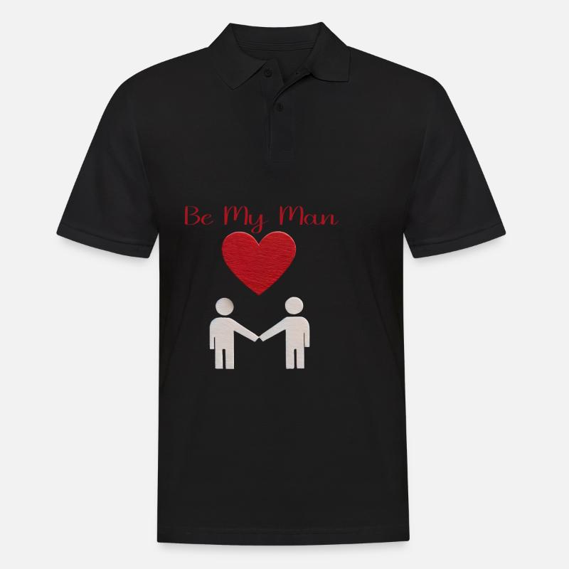 Liebesbotschaft Silhouette - Männer Poloshirt - Schwarz