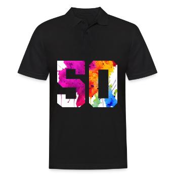 NUMMER 50 JAHRE ALT 50. GEBURTSTAG - Männer Poloshirt - Schwarz - Vorne - Kai (181cm)