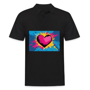 Herz Love im abstrakten Pop-Art Graffiti Style - Männer Poloshirt - Schwarz - Vorne - Kai (181cm)
